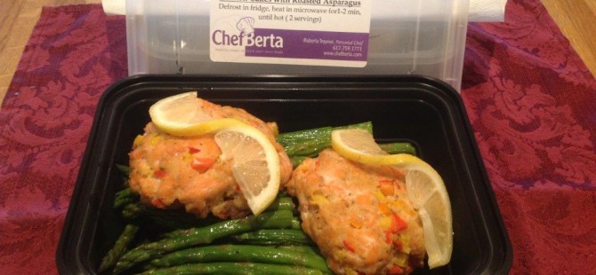 Salmon Cakes with Roasted Asparagus