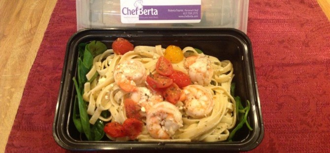 Fettuccine with Shrimp & Spinach